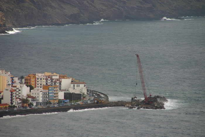 Baustelle für den Stadtstrand von Santa Cruz de La Palma im Jahr 2012