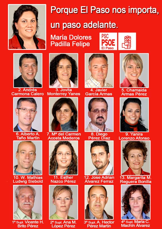 Kandidaten der PSC/PSOE für die Gemeinderatswahlen in El Paso 2007