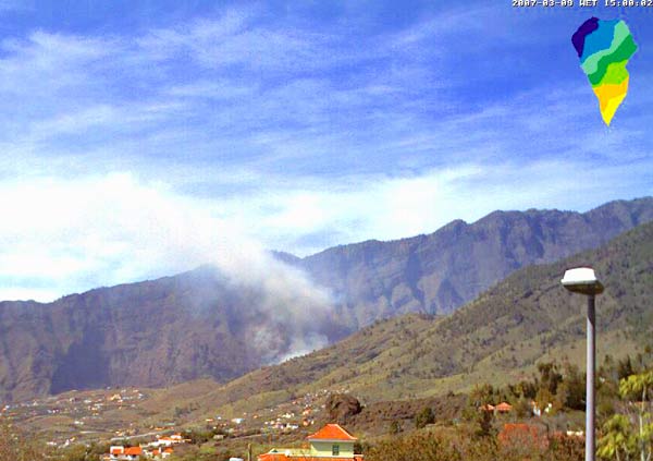 Feuer in der Caldera de Taburiente am 9. März 2007